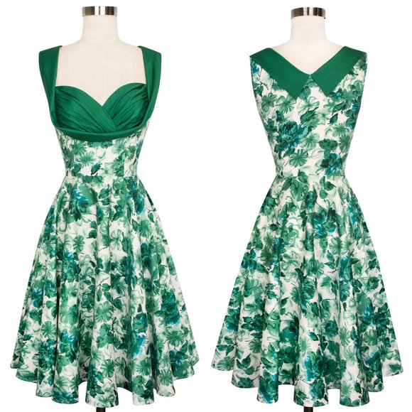 Trashy Diva Dresses & Skirts - Trashy Diva Watercolor Jade Fit and Flare Midi Dress